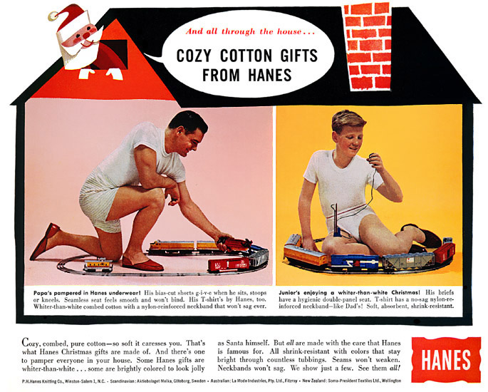 Vintage Advertisement: 1950s Hanes Underwear, www.artskoold…